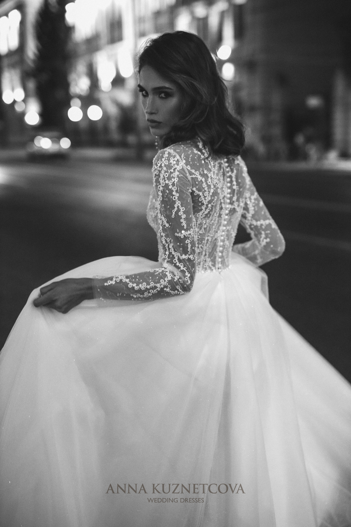 Anna Kuznetcova 2021 Wedding Dresses A Line Bohemia Lace Appliqued High Neck Long Sleeve Bridal Gowns Boho Wedding Dress
