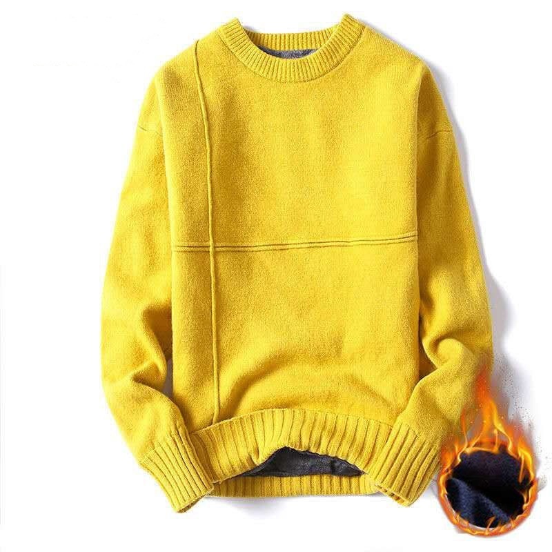 Eachin Cotton Knitted Sweater Men Autumn Winter Fashion Solid Wool Liner Pullovers Mens O-neck Thick Oversized Sweaters 201022