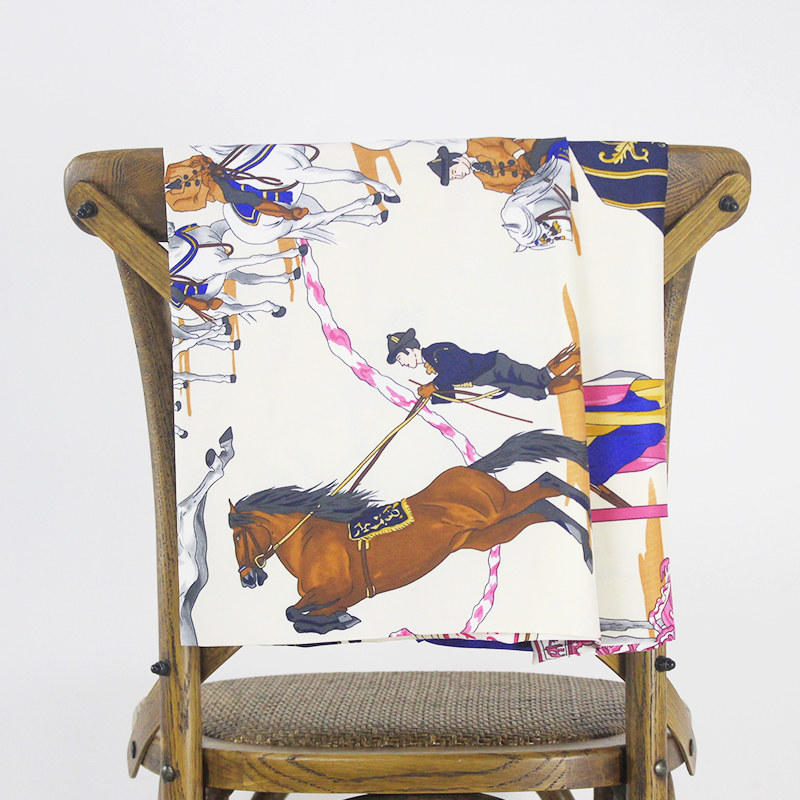 Woman Silk Scarfs Square Large Twill Wraps Women Big Horse Print Shawl Stole Hijab Soie