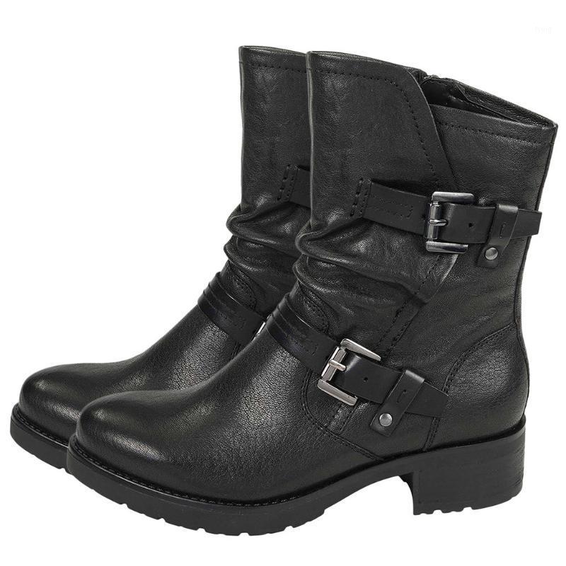 Motorcycle Boots Womens Leather Casual Short Boots Buckle Strap Round Toe Low-heeled Cowboy Ankle Vintage Female Shoes 401, Black 
Motorcycle Boots Womens Leather Casual Short Boots Buckle Strap Round Toe Low-heeled Cowboy Ankle Vintage Female Shoes 401, Black