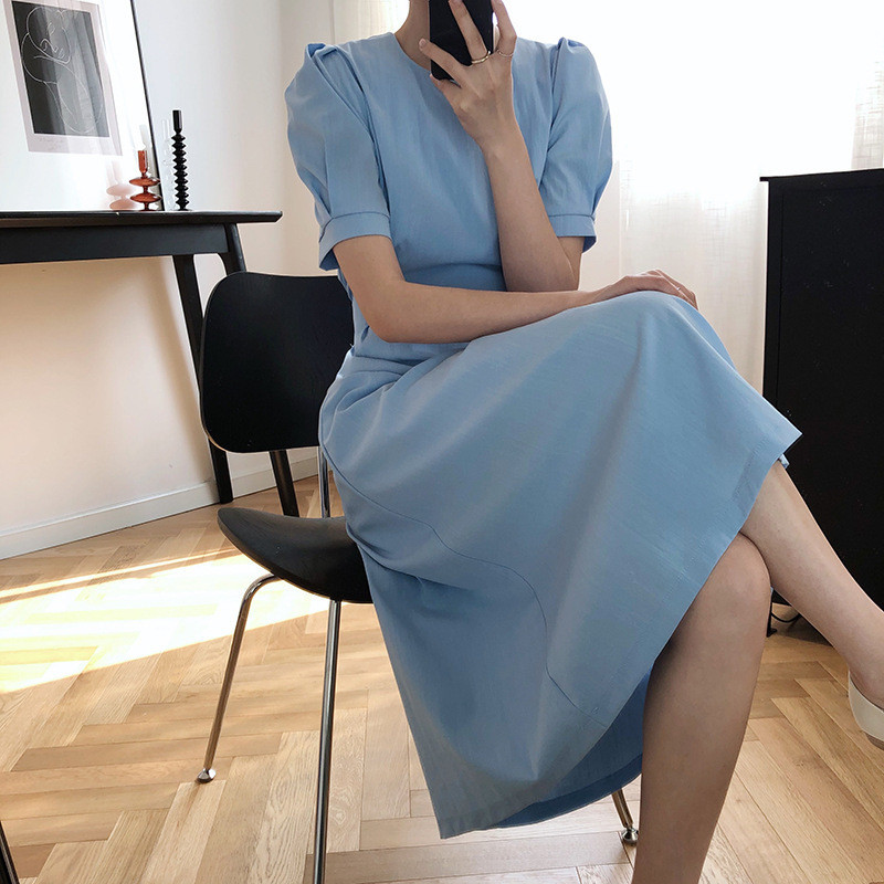 2021 Female Summer New Retro Puff Sash Waist Empire Elegant a Long Line Dressed in Black White Dress Beach FX5R, Blue
2021 Female Summer New Retro Puff Sash Waist Empire Elegant a Long Line Dressed in Black White Dress Beach FX5R, Blue