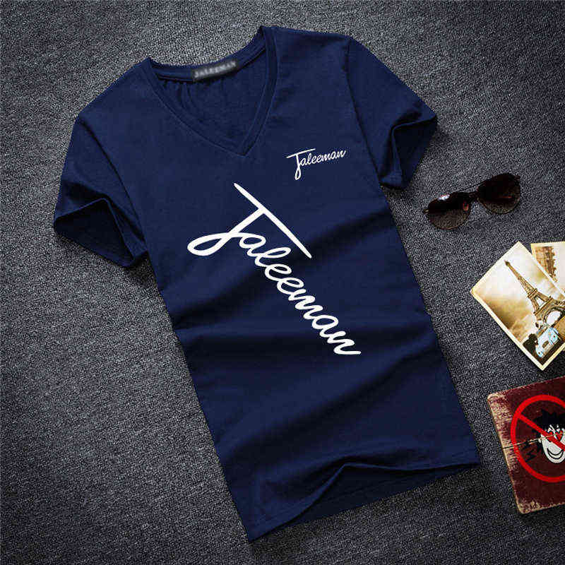 New Fashion Brand Man's T-shirt Printted Slim Short Sleeve T Shirt Men Tee Shirt V-Neck Cotton Casual T Shirts Plus Size S-5XL G1222