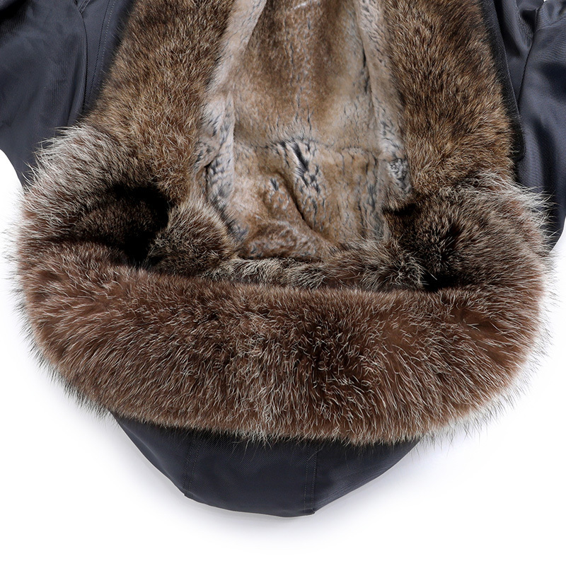Mid-length parka with detachable rabbit lining winter warmer collar thick fur coat DHL 201201
