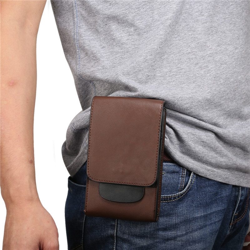 YIANG New Men Waist Bag Leather 6.5/6.3 inch Cell/Mobile Phone Coin Purse Pocket Belt Bum Pouch Pack PU Material 4 colors LJ200930