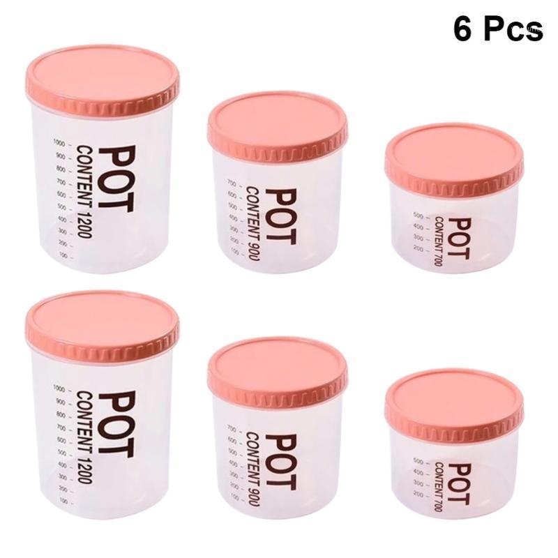 6pcs Grain Storage Pots Sealed Can Kitchen Cereal Container for Oatmeal Rice )1