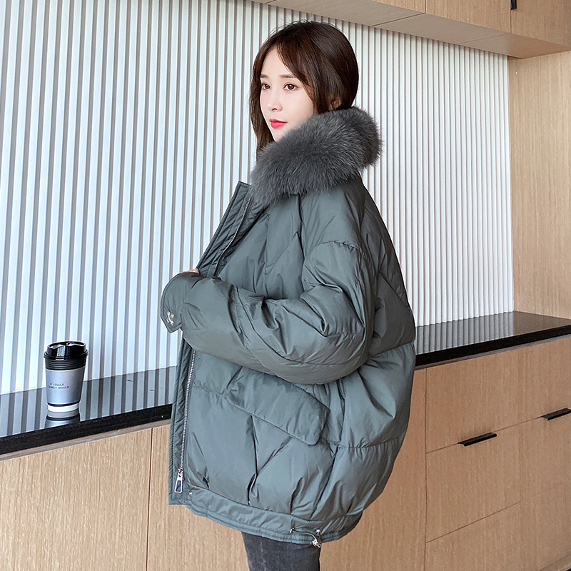 KMVEXO 2020 Women Winter Parkas Short Solid Hooded Female Jacket Plus Size Loose Cotton Padded With Big Fur Casual Coat Ladies T200902