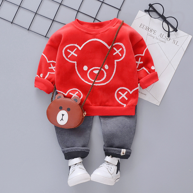 New Autumn Winter Baby Boys Girls Clothes Suits Children Thick T Shirt Pants 2Pcs/sets Toddler Fashion Clothing Kids SportswearX1019