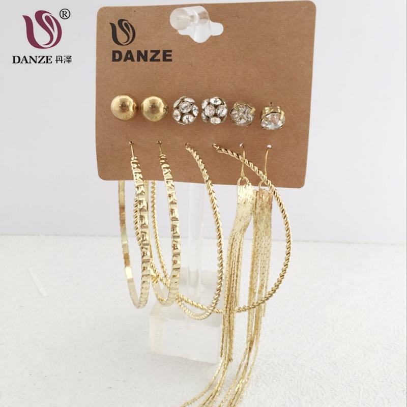 DANZE 6 Pair/lot Fashion Big Circle Hoop Earrings Set for Women Elegant Pattern Crystal Stud Long Tassel Pendant Jewelry
DANZE 6 Pair/lot Fashion Big Circle Hoop Earrings Set for Women Elegant Pattern Crystal Stud Long Tassel Pendant Jewelry