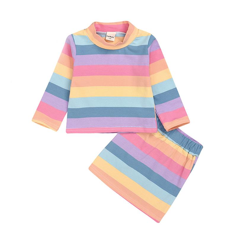 #50 2pcs Infant Kids Baby Girls Rainbow Striped T-shirt Tops Short Skirt Clothes Set Child Girl Set Spring Clothing Baby, Multi
#50 2pcs Infant Kids Baby Girls Rainbow Striped T-shirt Tops Short Skirt Clothes Set Child Girl Set Spring Clothing Baby, Multi