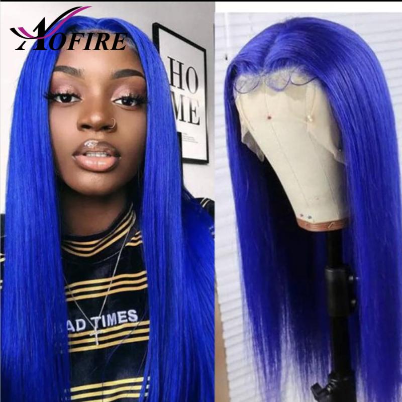 180 Density Blue Wig Straight Lace Front Wig Brazilian Virgin Hair Transparent Lace Front Human Hair For Black Women, Blue colored
180 Density Blue Wig Straight Lace Front Wig Brazilian Virgin Hair Transparent Lace Front Human Hair For Black Women, Blue colored