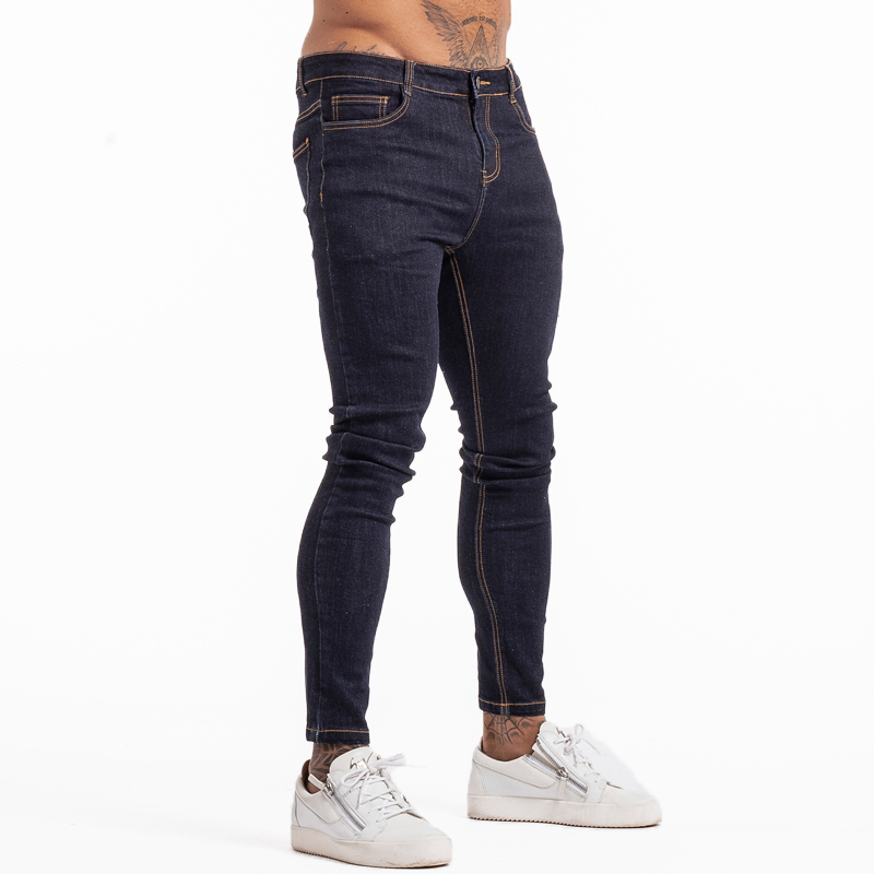 GINGTTO Men's Skinny Jeans Blue High Waist Classic Hip Hop Stretch Men Pants Cotton Comfortable Soft Full Length zm124 201112