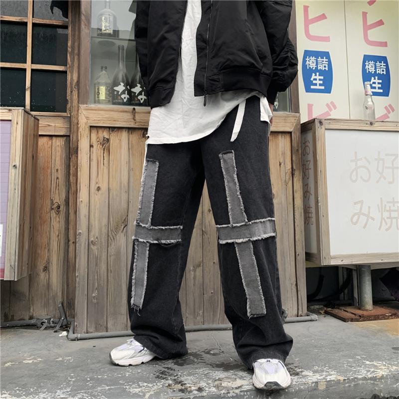 Male Streetwear Hip Hop Vintage Fashion Jeans Trousers Men's Cross Splice Elastic Waist Casual Loose Wide Leg Denim Pants, Black
Male Streetwear Hip Hop Vintage Fashion Jeans Trousers Men's Cross Splice Elastic Waist Casual Loose Wide Leg Denim Pants, Black