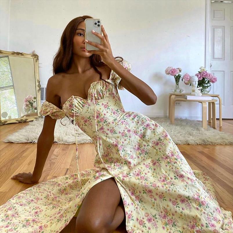 Flower Print Sexy Long Dress For Women High Split Night Club Party Dresses Backless Bodycon Summer Dress Vestidos 2021, Floral