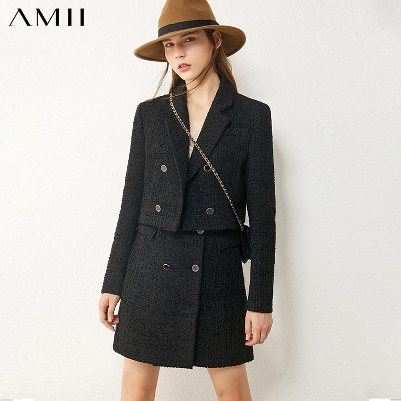 AMII Minimalism Autumn Winter Fashion Suits For Women Vintage Tweed jacket High Waist Aline Mini Skirt Suit Female 12030292 201130, Black skirt
AMII Minimalism Autumn Winter Fashion Suits For Women Vintage Tweed jacket High Waist Aline Mini Skirt Suit Female 12030292 201130, Black skirt