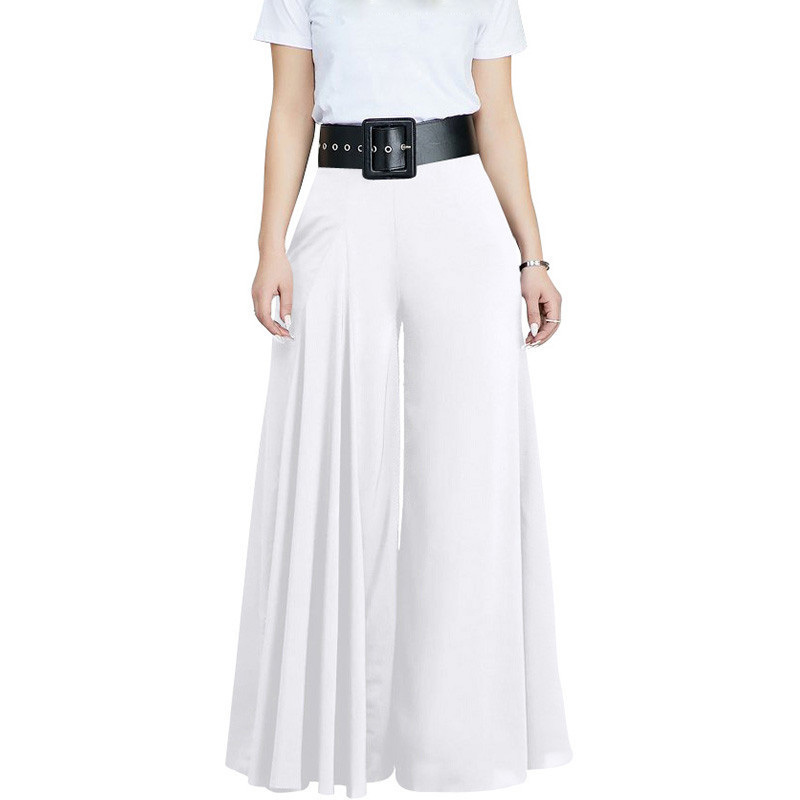 Women Casual Loose Pleated Wide Leg Pants Palazzo Pants Autumn Hight Waist Elegant Pantalon Office Ladies Trousers with Pockets T200223