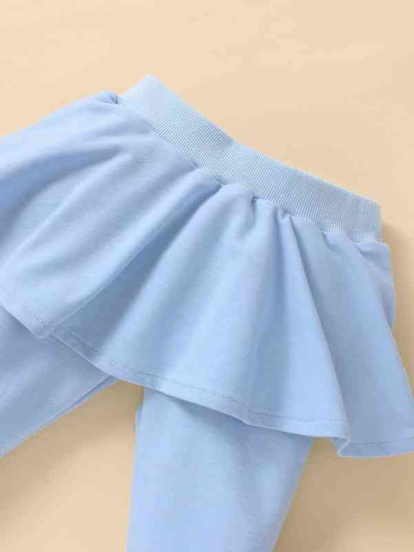Baby Letter Graphic Hoodie & Ruffle Trim 2 In 1 Pants SHE