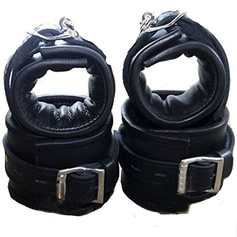 Leather handcuffs Sex,Soft Padded Wrist Cuffs Ankle Cuffs,BDSM Bondage Restraints,Sex Toys For Couple Y200616