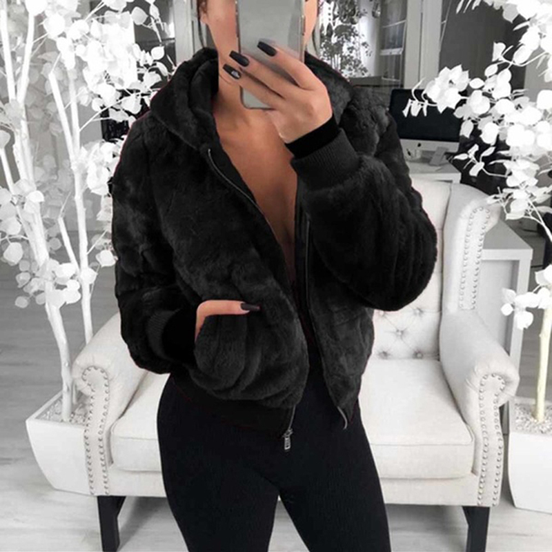 Teddy Coat Women Winter Faux Fur Coat Thick Plus Size Fluffy Pockets Plush Jacket Ladies Autumn Overcoat Outerwear