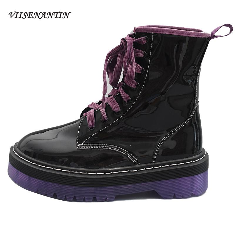 Female British Style 2020 Autumn and Winter New Thick-soled Round Toe Lace-up Purple Boots Handsome Motorcycle Short Boots Women, Black
Female British Style 2020 Autumn and Winter New Thick-soled Round Toe Lace-up Purple Boots Handsome Motorcycle Short Boots Women, Black