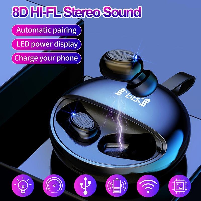 TWS Earbuds Wireless Bluetooth Headset Headphones Digital Display Bluetooth V5.0 Handsfree Long Standby Earphone With Microphone, Black
TWS Earbuds Wireless Bluetooth Headset Headphones Digital Display Bluetooth V5.0 Handsfree Long Standby Earphone With Microphone, Black