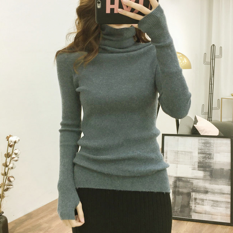 OUMENGKA Women Autumn Winter Casual Turtleneck Sweater Korean Style Cozy Knitted Warm Female Pullover Thumb hole Sweater 201225