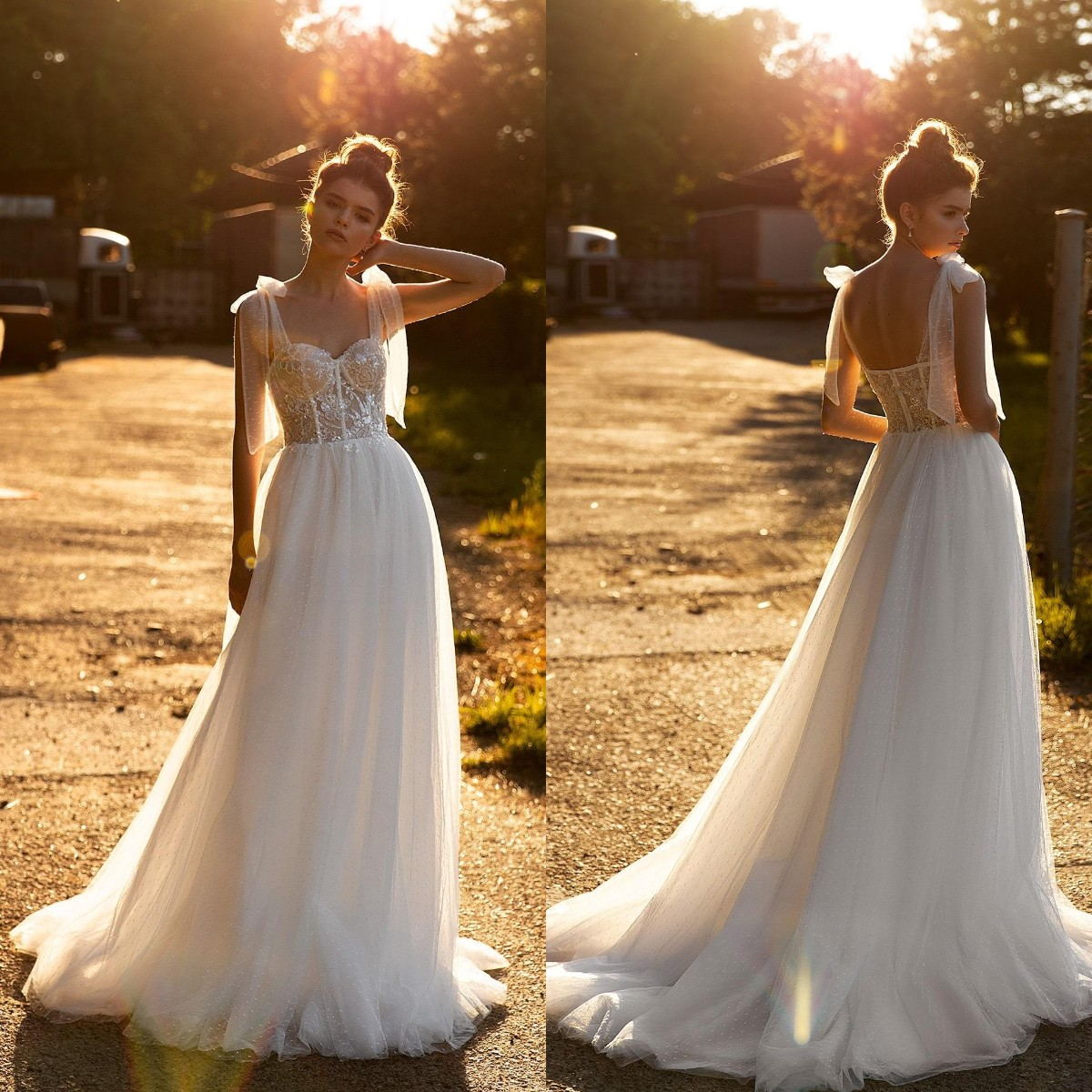 2021 Bohemia Wedding Dresses Spaghetti Straps Lace Appliques Bridal Gowns Custom Made Sexy Backless Sweep Train A Line Wedding Dress, Champagne
2021 Bohemia Wedding Dresses Spaghetti Straps Lace Appliques Bridal Gowns Custom Made Sexy Backless Sweep Train A Line Wedding Dress, Champagne