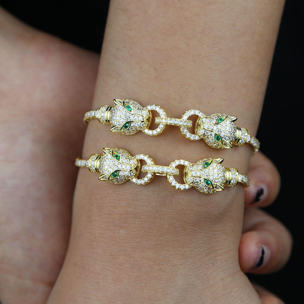 Iced out Hip hop bling micro pave cz women jewelry Fox Animal Bracelet Zirconia Jewelry Gold Color Tennis Bracelets Drop Shipping 15+4cm