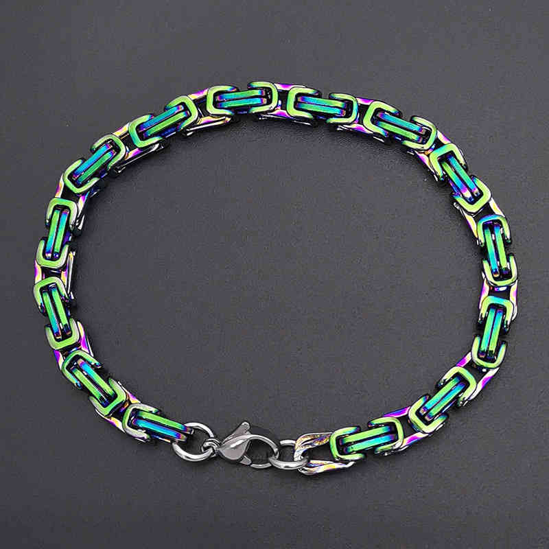 Byzantine Bracelet Stainless Steel Jewelry for Men Women 5mm 6mm 7mm Handmade Colorful Bangles Gifts