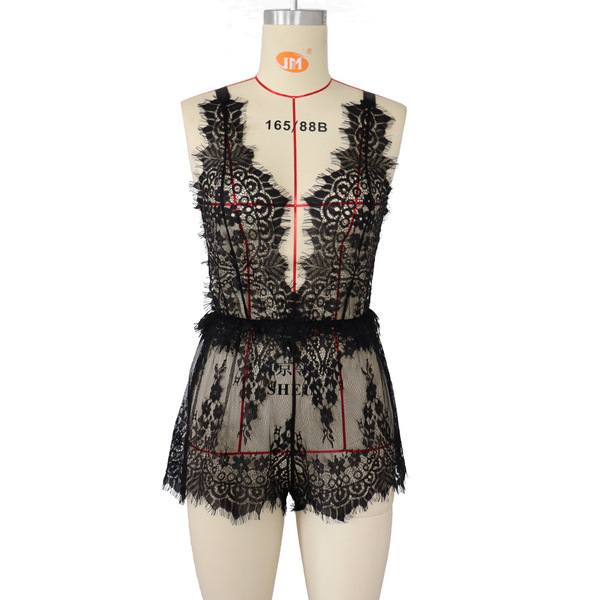 Women Black Eyelash Lace Bow Perspective Backless Sexy Lingerie Pajamas Jumpsuit 2020
Women Black Eyelash Lace Bow Perspective Backless Sexy Lingerie Pajamas Jumpsuit 2020