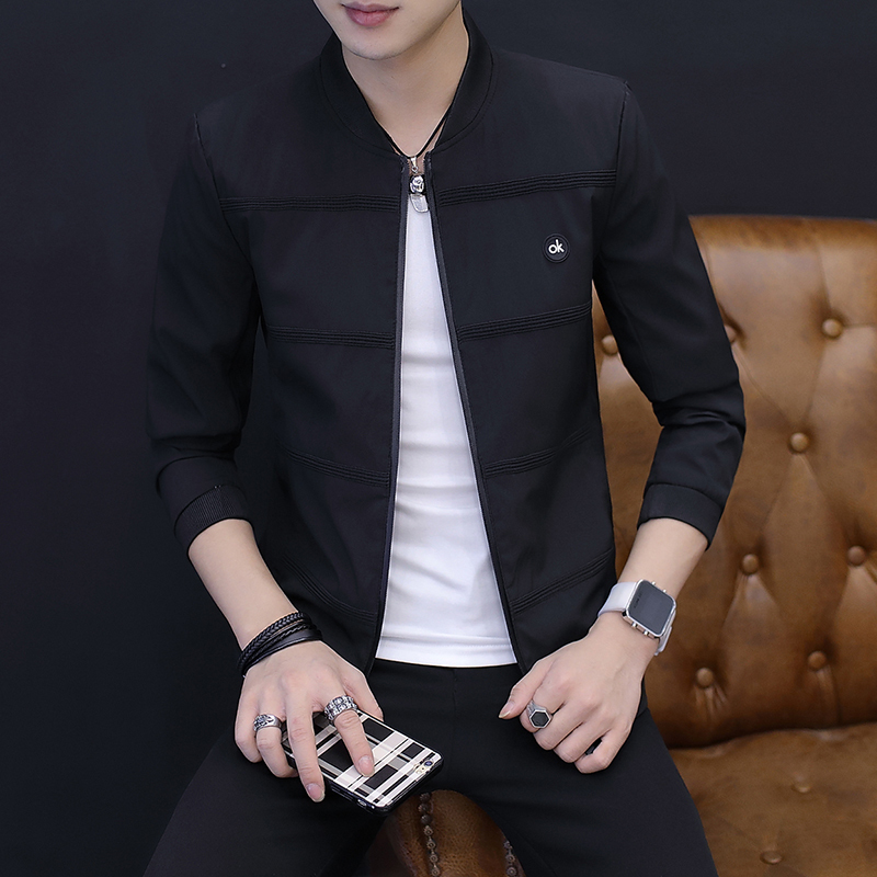 spring Autumn jacket men orange black light navy 4 colors mens bomber jacket men fashion stripe jacket men 3xl slim fit 201104