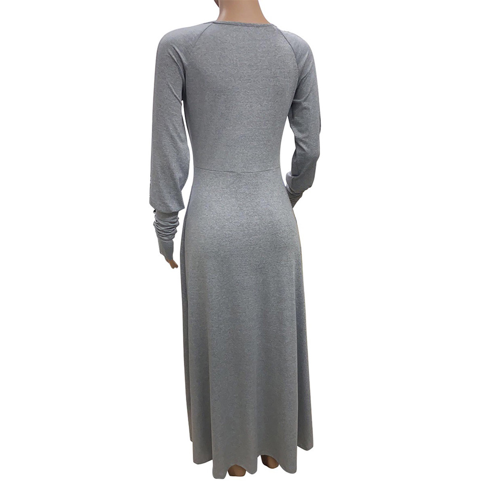 Women Long Sleeve Casual Dresses Autumn Winter Loose Plain Maxi Dress Elegant Cute Long Dress Floor Length