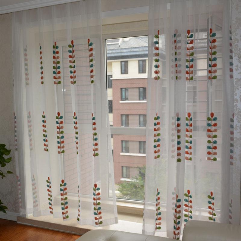Pastoral White Cotton Line Embroidered color Leaves Voile Sheer Curtains For Living Room Tulle For The Kitchen Bedroom, White embroidery
Pastoral White Cotton Line Embroidered color Leaves Voile Sheer Curtains For Living Room Tulle For The Kitchen Bedroom, White embroidery