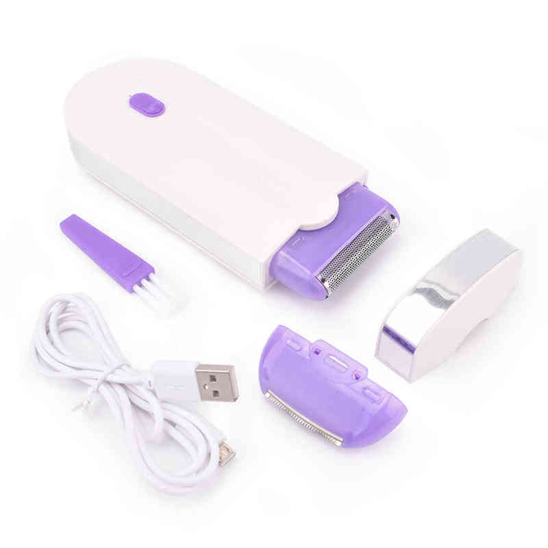 2 In 1 Rechargeable Electric Epilator Women Painless Hair Removal Lady Epilator Device Instant Sensor Light Shaver Drop 220112