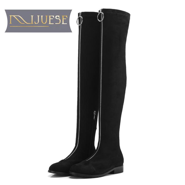 MLJUESE 2020 women over the knee boots Korea stretch fabric winter black color low heel square heel high boots female
MLJUESE 2020 women over the knee boots Korea stretch fabric winter black color low heel square heel high boots female