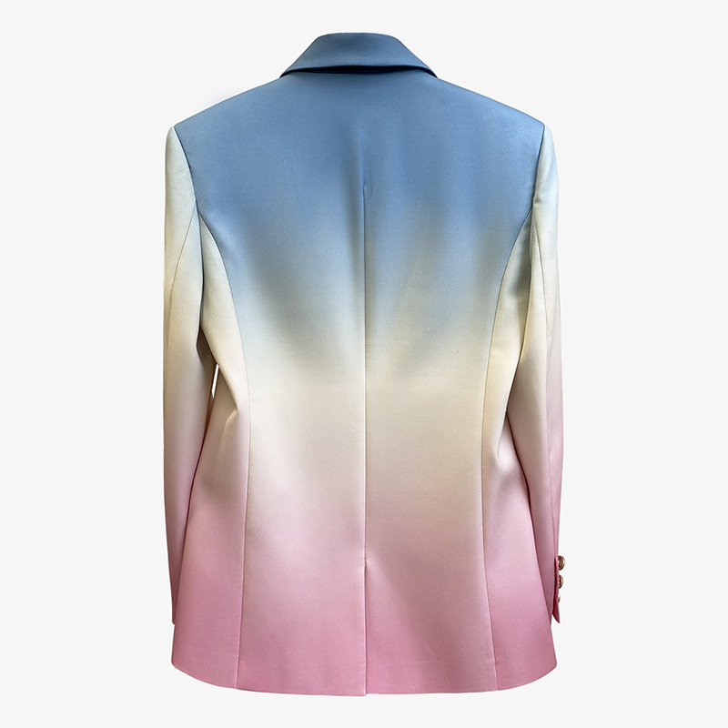EAM Women Colorful Gradual Color Blazer Lapel Long Sleeve Loose Fit Jacket Fashion Spring Autumn 1Z587 201114