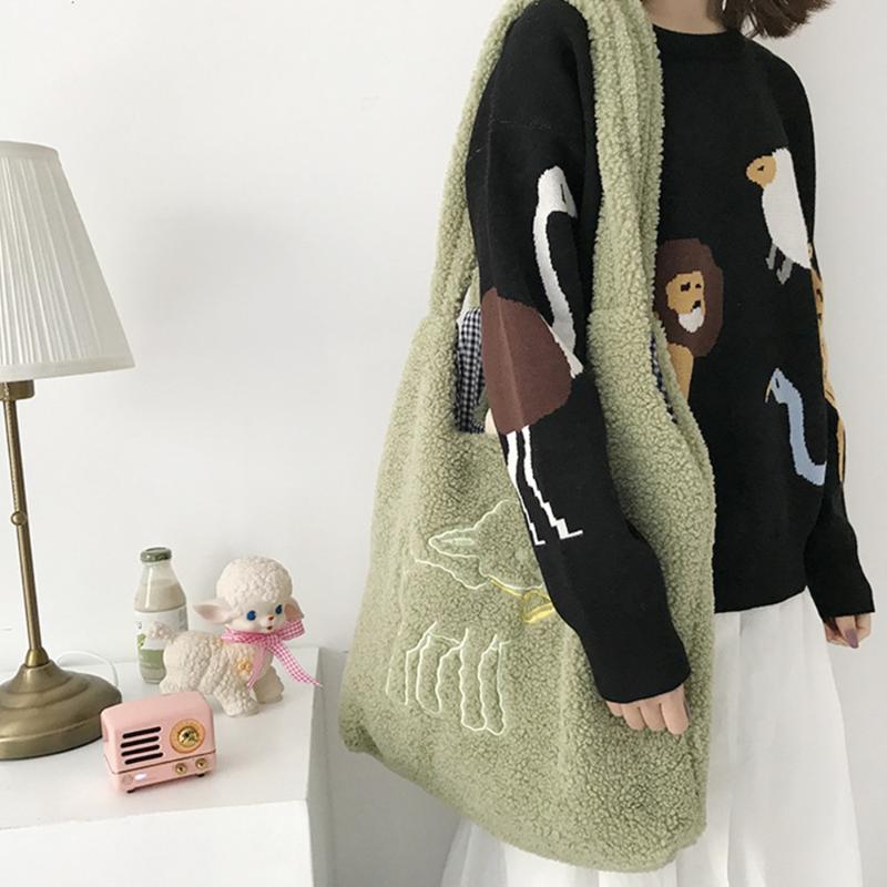 Ladies Large-capacity Shopping Bags Fashion Imitation Lambskin Shoulder Bag Lamb Winter New Design Embroidered Bookbag Tote Girl, Beige
Ladies Large-capacity Shopping Bags Fashion Imitation Lambskin Shoulder Bag Lamb Winter New Design Embroidered Bookbag Tote Girl, Beige