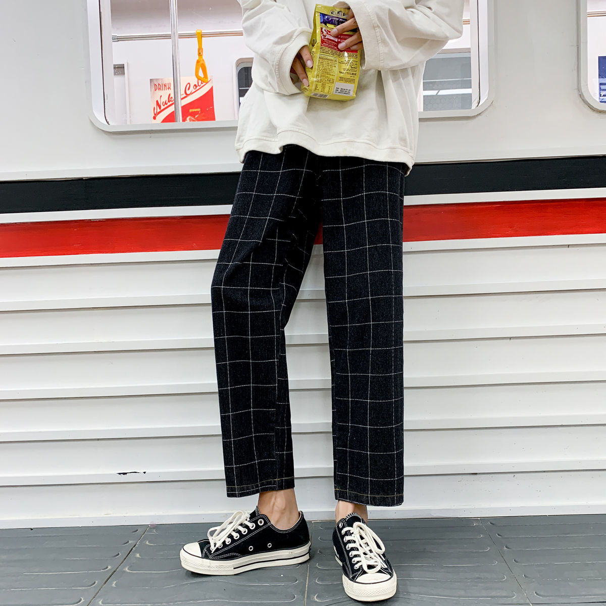 Trousers 2021 Men's Spring/winter New Pair Long-legged Chess in a Straight Line Leg Pants Clothes F9I8, Black
Trousers 2021 Men's Spring/winter New Pair Long-legged Chess in a Straight Line Leg Pants Clothes F9I8, Black