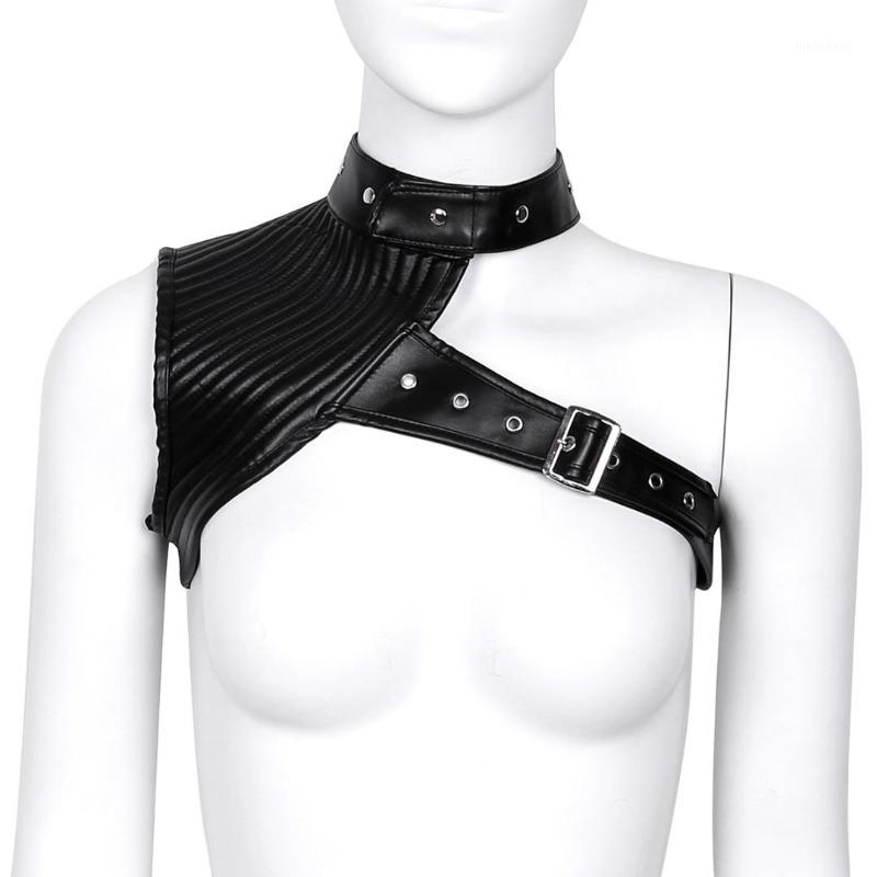 Fashion Women Wet Look Faux Leather Halter Neck One Shoulder Adjustable Steampunk Gothic Body Chest Harness Corset Bustier1, As pic 
Fashion Women Wet Look Faux Leather Halter Neck One Shoulder Adjustable Steampunk Gothic Body Chest Harness Corset Bustier1, As pic