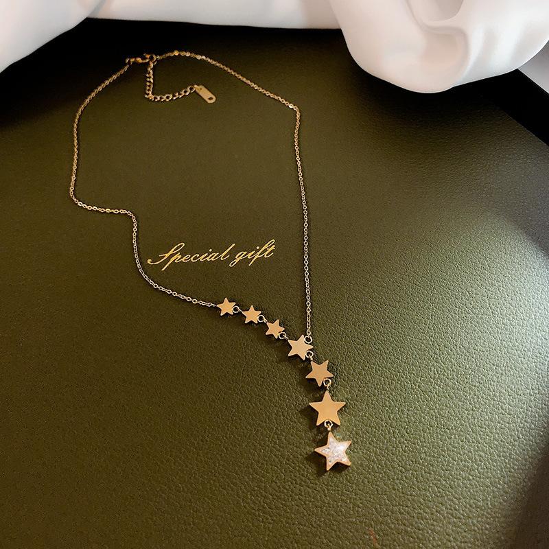 TIMEONLY Romantic Multi Star Tassel Necklaces Titanium Steel Fashion Small Link Chain Necklace for Women Girls Wedding Jewelry
TIMEONLY Romantic Multi Star Tassel Necklaces Titanium Steel Fashion Small Link Chain Necklace for Women Girls Wedding Jewelry