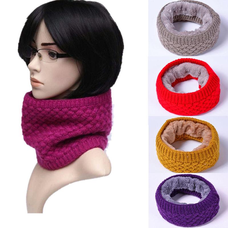 Sale Unisex Men Women Winter New Knitted Knit Mufflers Thick Ring Scarves Children 1PC Warm Solid Fleece Inside Super Elastic