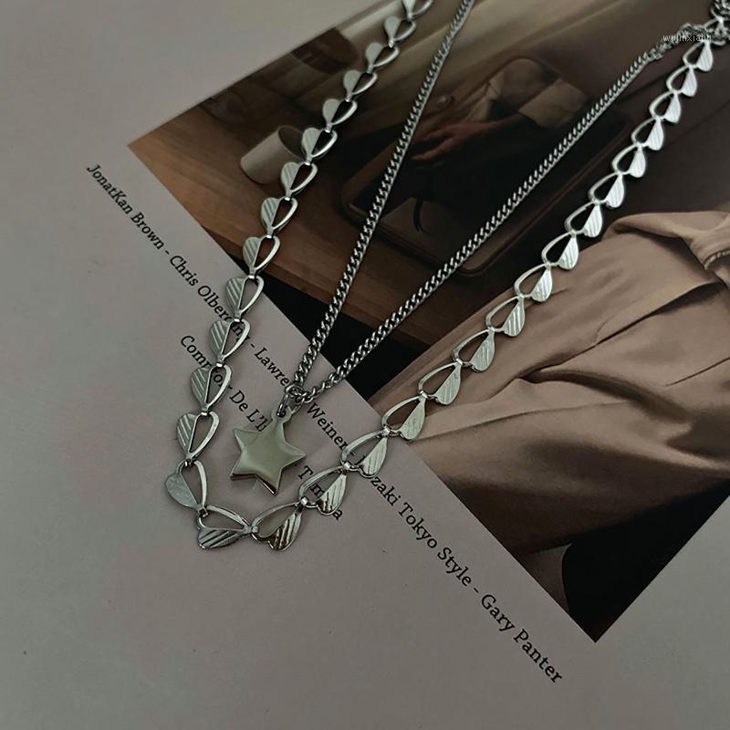 Pendant Necklaces Creative Stainless Steel Double Layer Chain Necklace Hollow Heart Star For Women And Men
Pendant Necklaces Creative Stainless Steel Double Layer Chain Necklace Hollow Heart Star For Women And Men