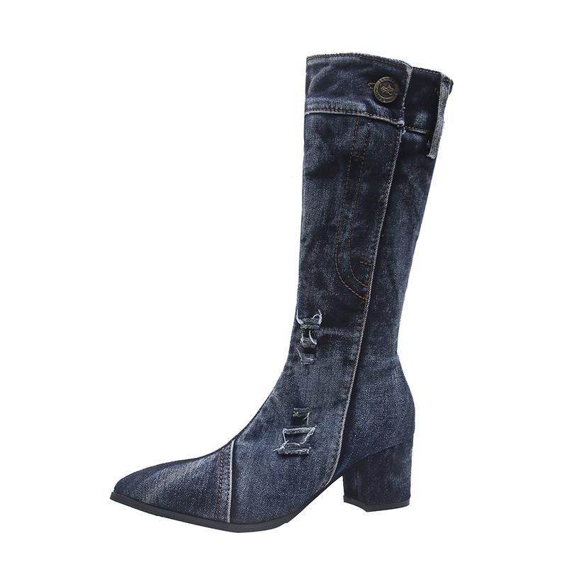 Hot Sale New Denim Women's Boots 2020 Autumn and Winter New High-heeled Mid-tube Boots Thick-heeled Women's, Black
Hot Sale New Denim Women's Boots 2020 Autumn and Winter New High-heeled Mid-tube Boots Thick-heeled Women's, Black