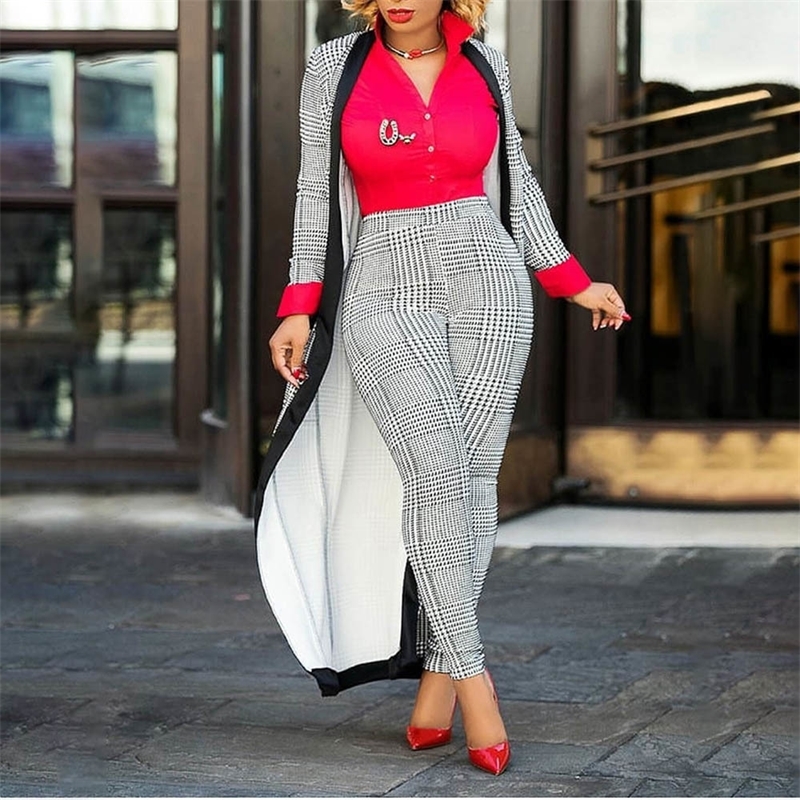 Clocolor 2 Piece Set Autumn Winter New Houndstooth Jacket Crop top And Pants Set Woman Suits Lady Suit Office Trench Coat Y200110, As picture
Clocolor 2 Piece Set Autumn Winter New Houndstooth Jacket Crop top And Pants Set Woman Suits Lady Suit Office Trench Coat Y200110, As picture