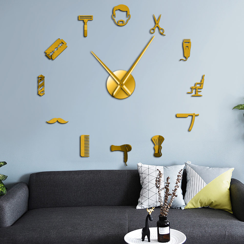 Beard Style Barber Shop Large Size Wall Clock Male Hairstyle Mustache Bearded Man Barber Tools Decorative DIY Giant Wall Watch
Beard Style Barber Shop Large Size Wall Clock Male Hairstyle Mustache Bearded Man Barber Tools Decorative DIY Giant Wall Watch