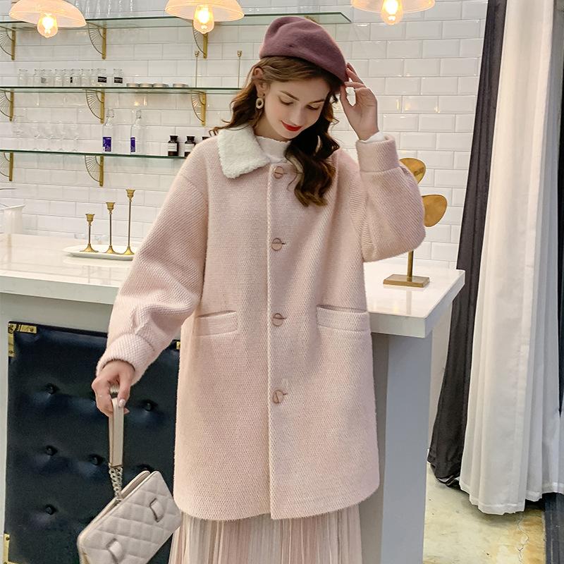 Fashion Solid Loose Pockets Women Winter Coat Single Breasted Wool Coats and Jackets Turn-down Collar Cashmere Coat, Pink
Fashion Solid Loose Pockets Women Winter Coat Single Breasted Wool Coats and Jackets Turn-down Collar Cashmere Coat, Pink