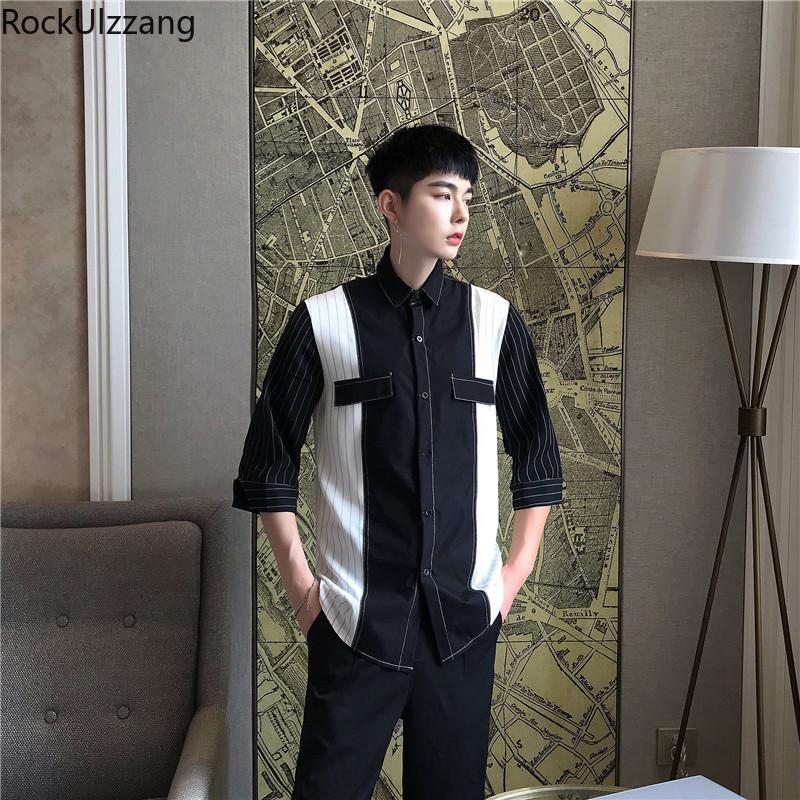 Plus Size Patchwork Contrast Block Striped Slim Half Sleeve Shirt Men Blouse Top Streetwear Fashion Business Office Summer 2020, As photo
Plus Size Patchwork Contrast Block Striped Slim Half Sleeve Shirt Men Blouse Top Streetwear Fashion Business Office Summer 2020, As photo