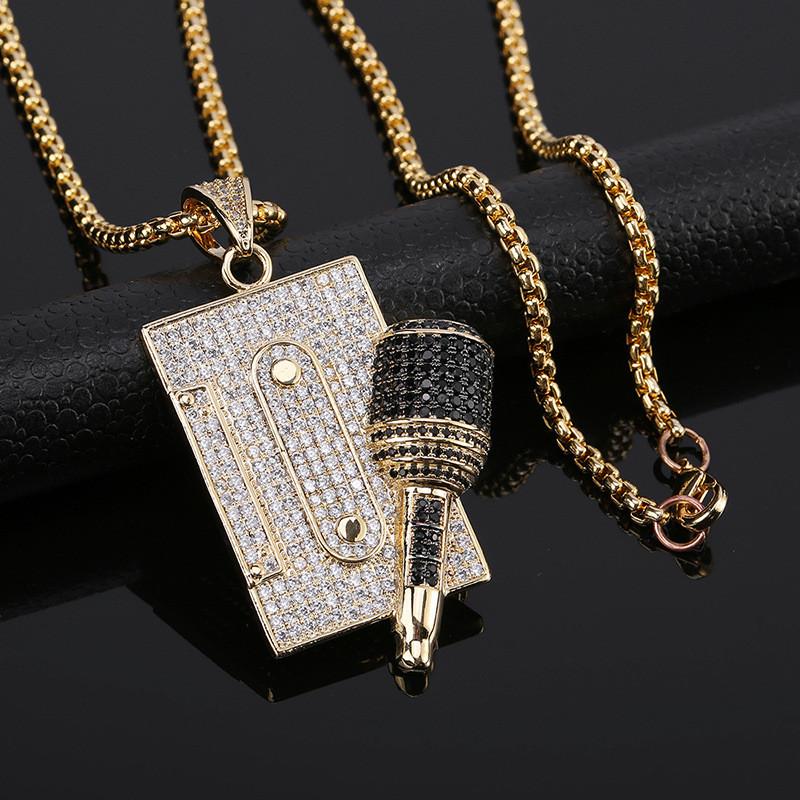 PUNK Bling Cubic Zircon Microphone Pendent Necklace Classic Hip Hop Iced Out Rock Jewelry For Men
PUNK Bling Cubic Zircon Microphone Pendent Necklace Classic Hip Hop Iced Out Rock Jewelry For Men