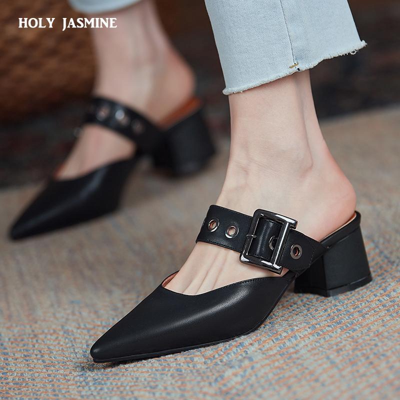 Baotou Half Slippers Women's 2021 Summer Fashion All-match Belt Buckle Pointed High Heel Retro Mule Shoes Thin Heeled Slippers, Black
Baotou Half Slippers Women's 2021 Summer Fashion All-match Belt Buckle Pointed High Heel Retro Mule Shoes Thin Heeled Slippers, Black