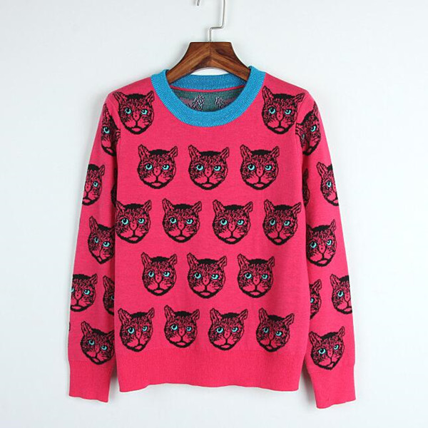 Spring and autumn new multi-cat head jacquard round neck sweater long-sleeved sweater female Dalang sweater female fz2807, White;black
Spring and autumn new multi-cat head jacquard round neck sweater long-sleeved sweater female Dalang sweater female fz2807, White;black