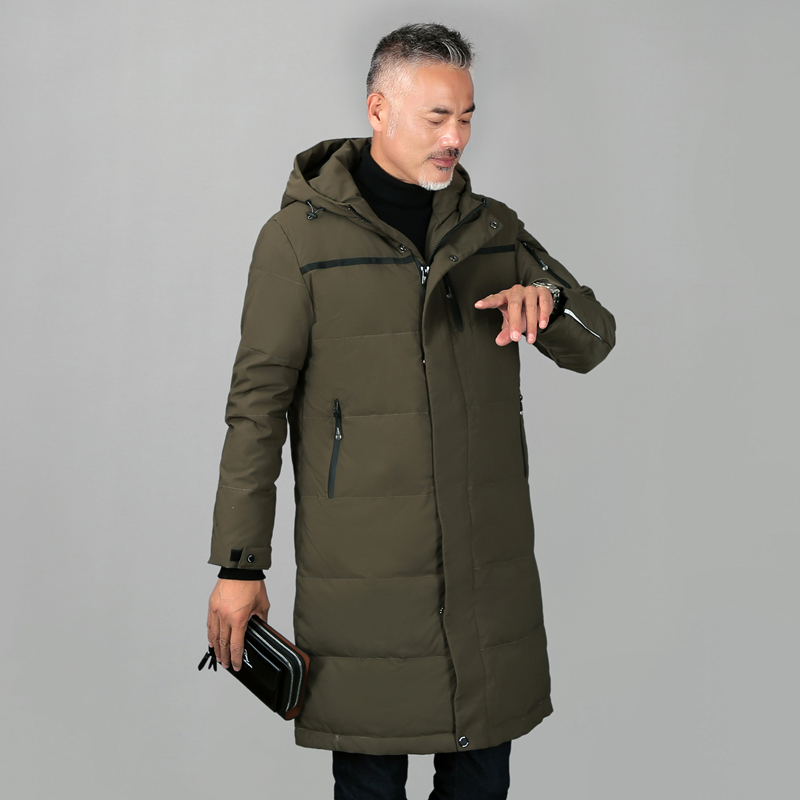 Plus Size 5XL Middle-aged Men Winter Down Coat For Father Long White Duck Down Winter Jacket Men Hooded Down Parka Men Overcoat 201128